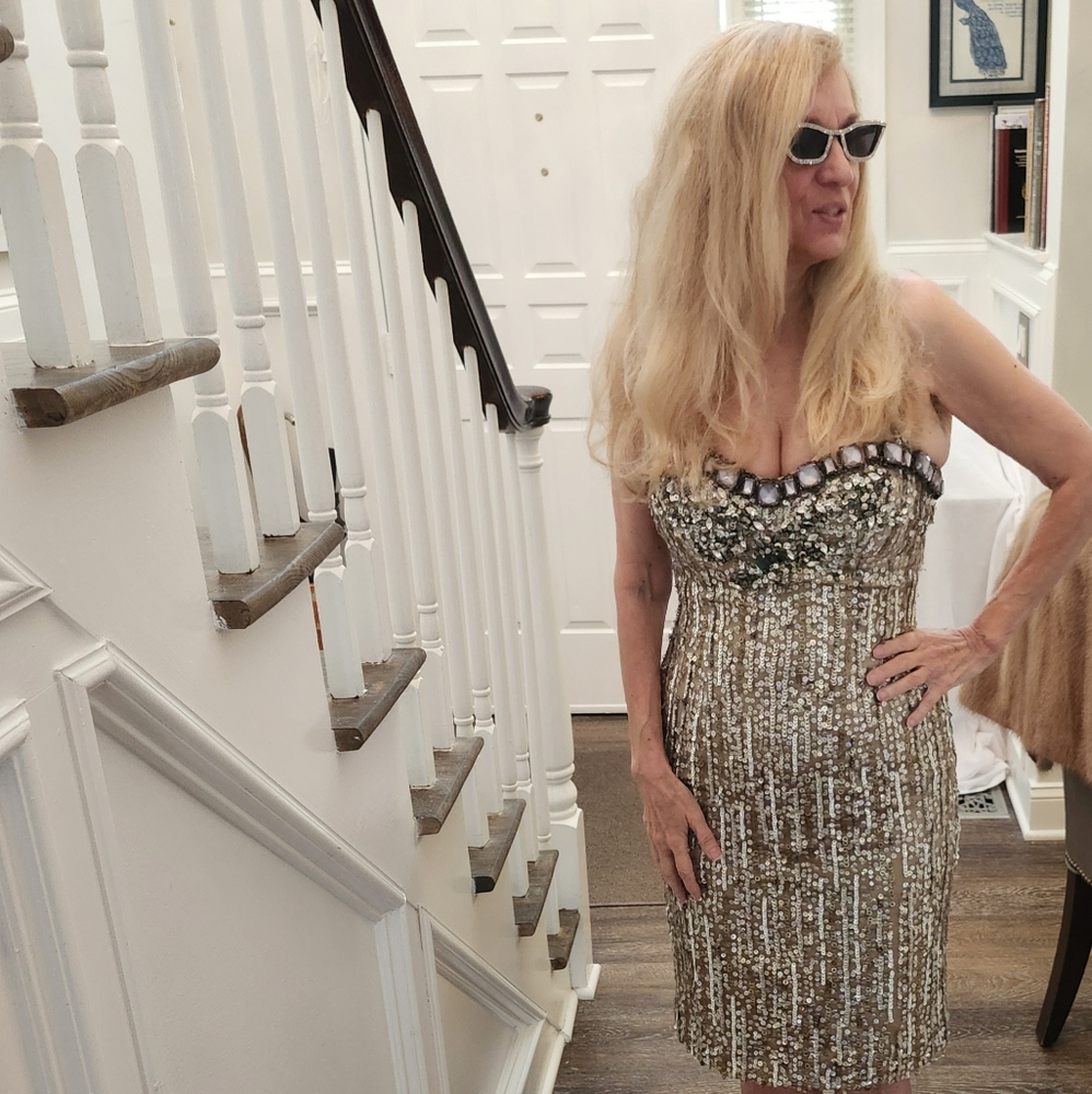 Mandalay Ex Cond Stunning Sequin Cocktail Dress W/ Adjustable Straps, 8, $275